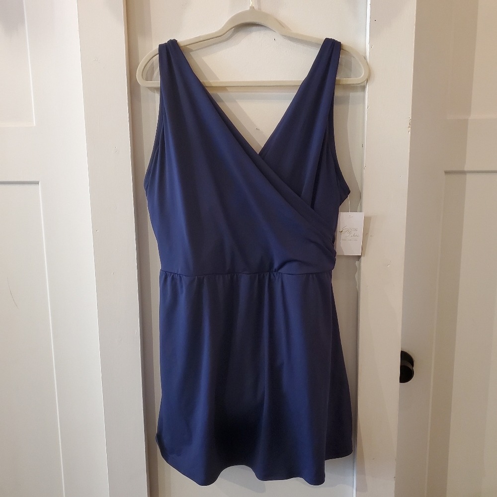 Lands' End Navy Blue One-Piece Swimsuit